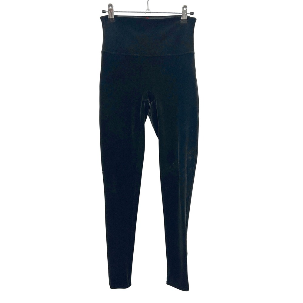 SPANX Velvet High Rise Shaping Leggings‎ Womens Medium Black Glam Minimalist